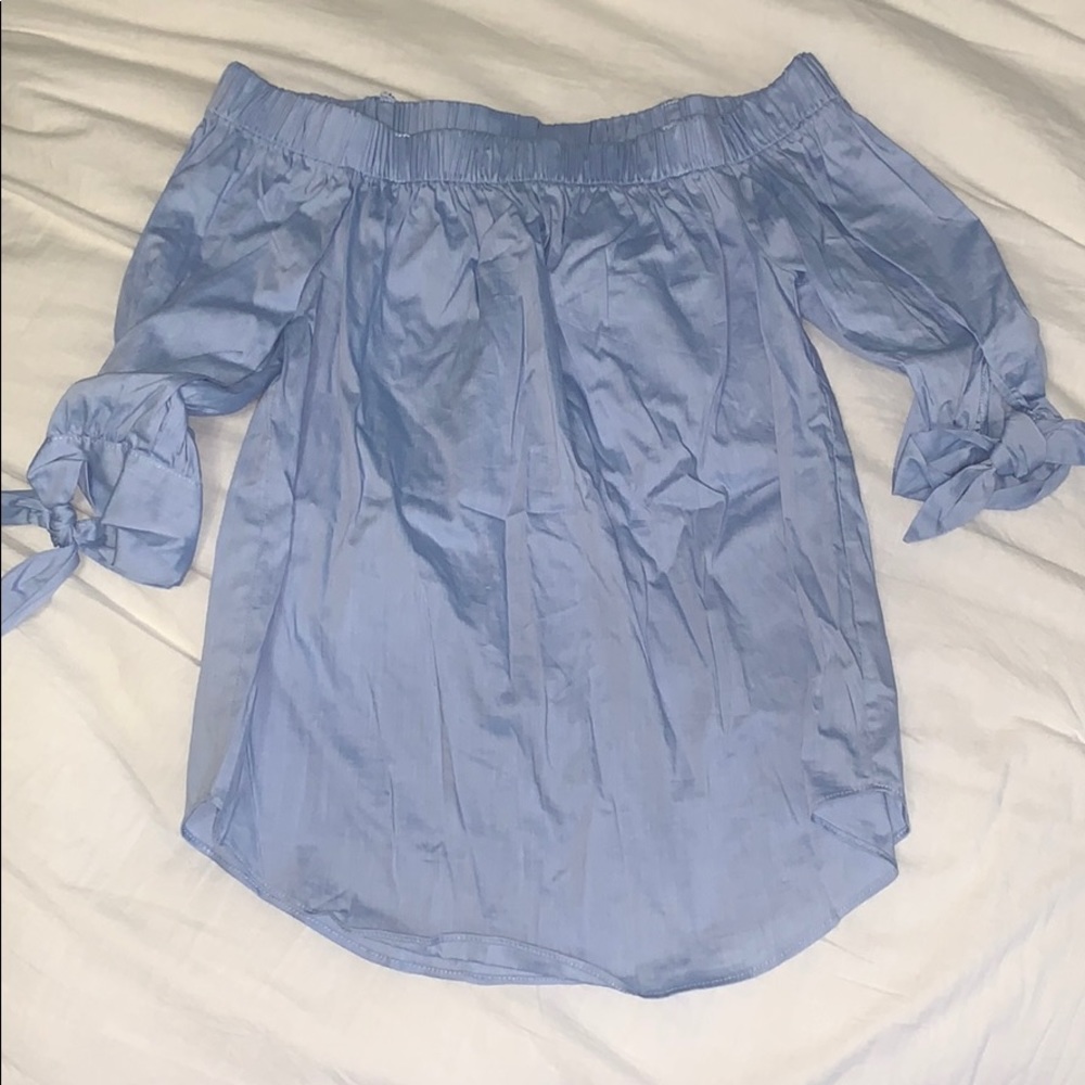 Blue off the shoulder top